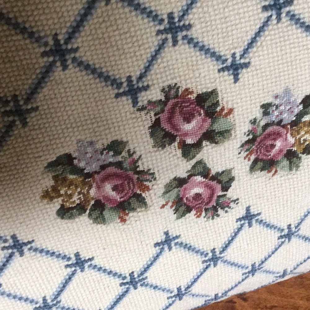 Vintage antique pillow embroidery boho shabby chic farmhouse cabin decor floral
